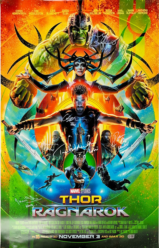 Thor Ragnarok Multi-Signed Cast Poster - SWAU Authenticated